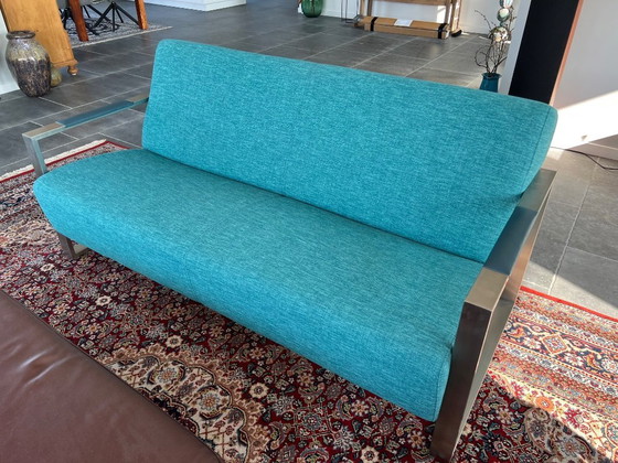 Image 1 of Divano Montel con poltrona - Pelle e tessuto - Colore petrolio