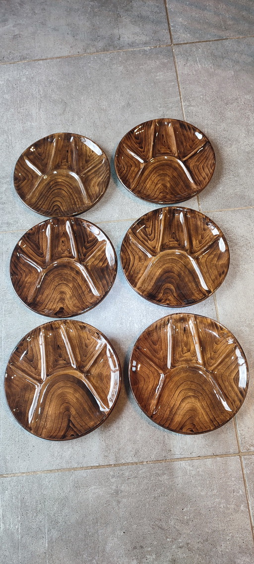 Assiettes compartimentées céramique x6 