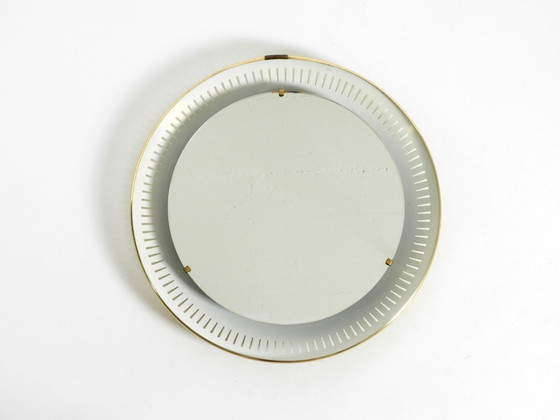 Image 1 of Rare miroir rond illuminé en métal Hillebrand, datant du milieu du XXe siècle (1966).