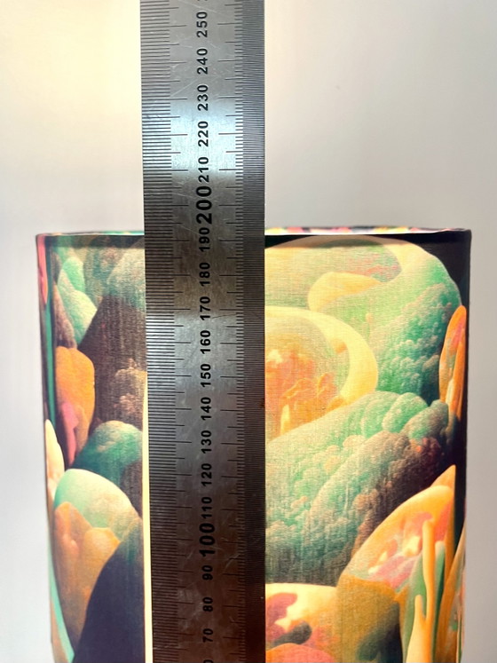 Stylish Mid Century Table Lamp from original 70s Vase, West German Pottery, Brass, Ceramic, Multi Color (photo 12 of 14)