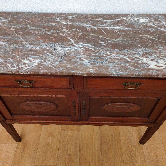 Image 1 of Vintage antique sideboard, wall unit, chest of drawers, bathroom vanity with marble top