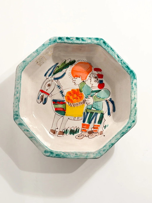 Giovanni De Simone Hand-painted Ceramic Bowl, 1970s – decoratieve objecten