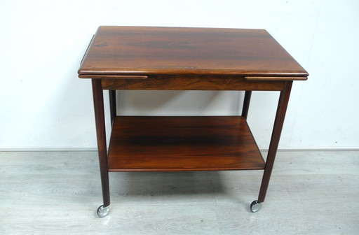 Uitschuifbare serveerwagen Dyrlund palissanderhout jaren 60 Mid Century Modern