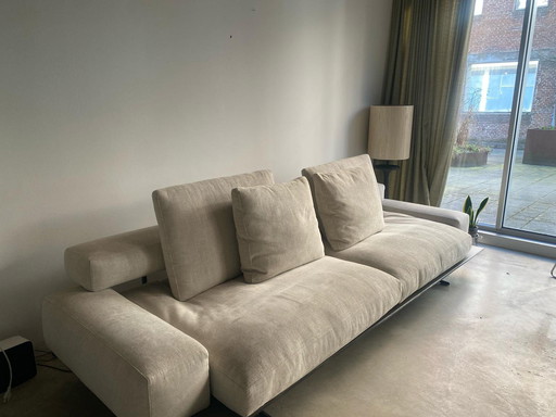 Sofa Wing Flexform Beige mit Leder und Chrom