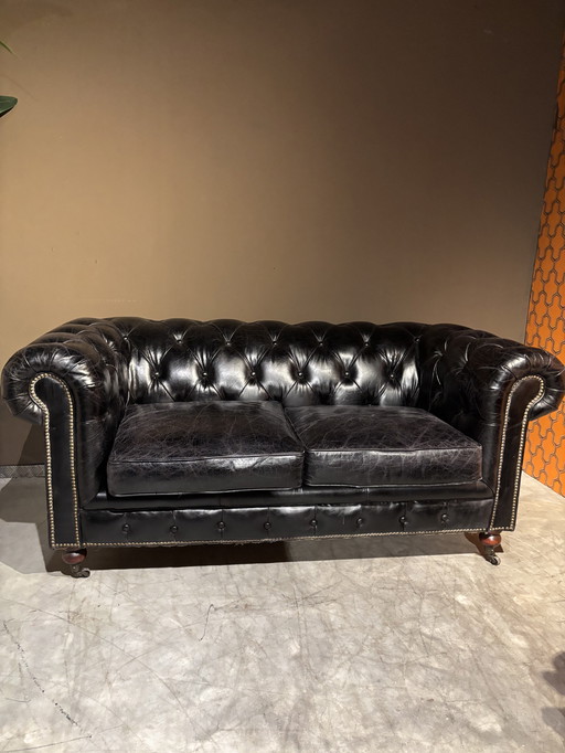 Canapé Chesterfield Cuir grainé noir