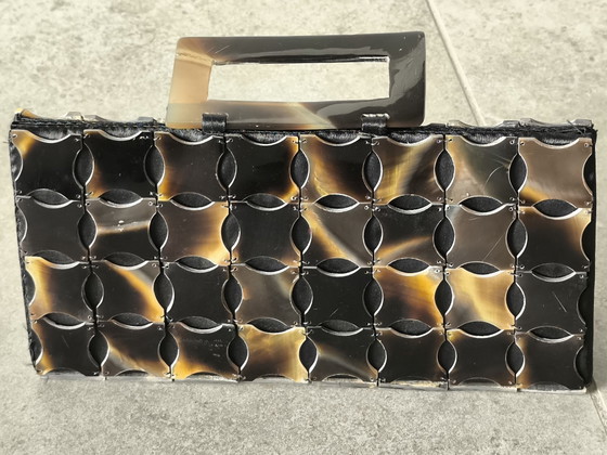 Mid-Century style geometric Lucite Clutch/handbag tortoise shell motif eyecatcher, Clutches, Plexiglass (photo 13 of 14)