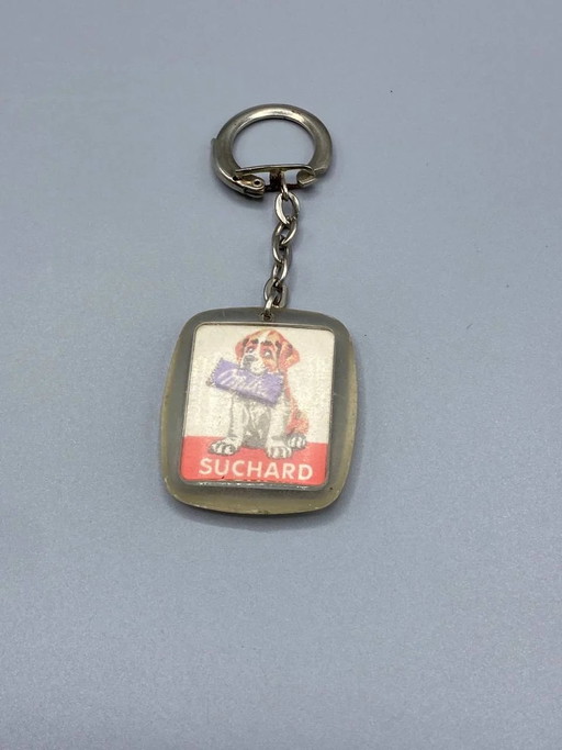 Suchard Promotional Keychain - Saint Bernard Puppy and Milka Chocolate Bar – portemonnees klein lederwaren