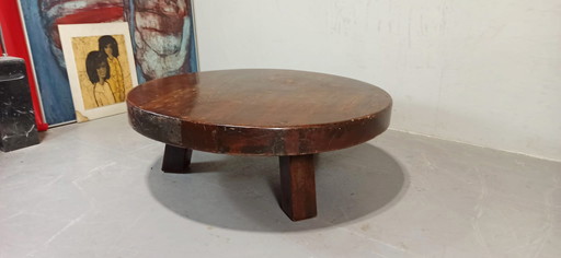 Tavolino da caffè rotondo brutalista Wabi Sabi vintage