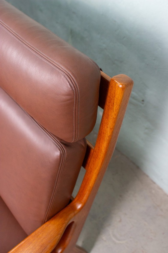 Image 1 of Canapé vintage en teck, style danois, Juul Kristensen, cuir, milieu du siècle