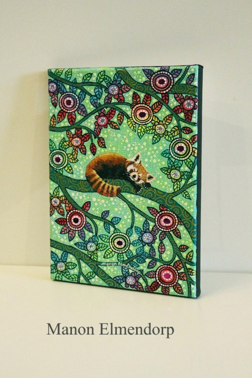 Unique Hand Painted Painting Red Panda New