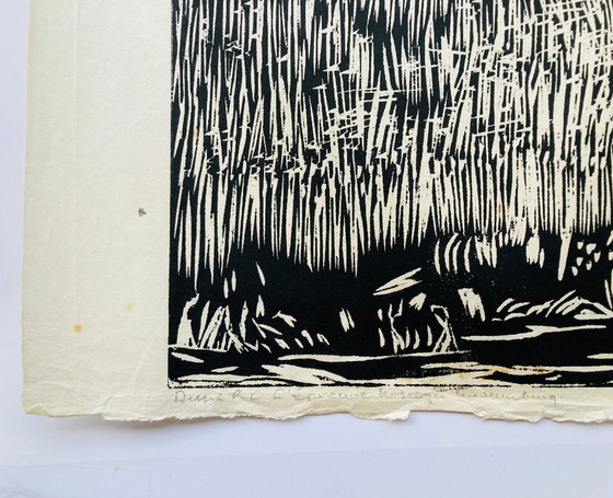 Image 1 of Libbe Venema - Vintage Linocut Landscape - 1980s