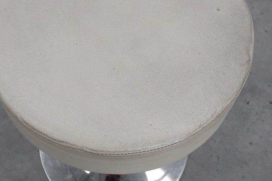 Image 1 of Vintage Mid-century design stool in chrome with white leather seat, 1970s