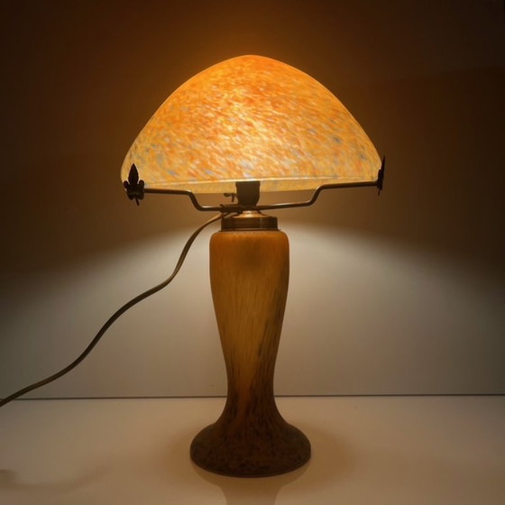 Image 1 of Lampada a forma di fungo in vetro arancione screziato, Massive, Belgio 1970