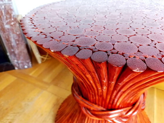 Image 1 of Maugrion for Roche Bobois, circa 1980 Table from the Le Rotin Prestige collection, wheat sheaf model.  Round table base