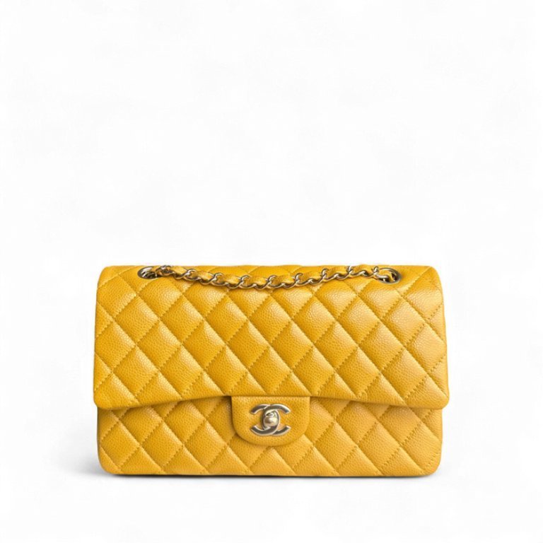 Chanel Classic Flap Medium - Caviar Quilted Grained Calfskin Mustard Gold Hardware Series 25