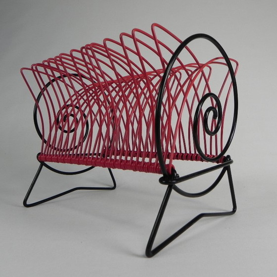 Record rack for singles or LPs, 1950s – Magazine rack, Iron, Plastic (photo 3 of 10)