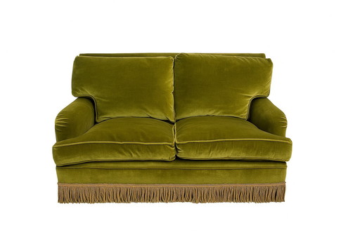 Vintage toad sofa in khaki green velvet