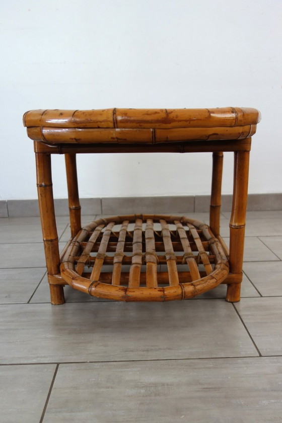Image 1 of Vintage coffee table in bamboo and woven wicker