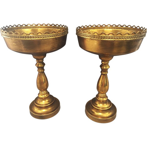 Pair of vintage gilded metal bowls