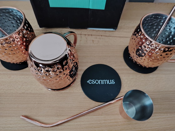 Image 1 of Juego de tazas de cobre Esonmus Moscow Mule, sin usar, con su embalaje original.