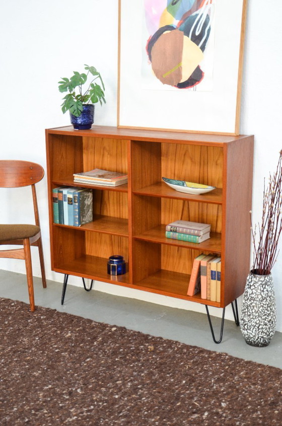 Image 1 of Vintage open bookcase, mid-century teak sideboard, Hundevad