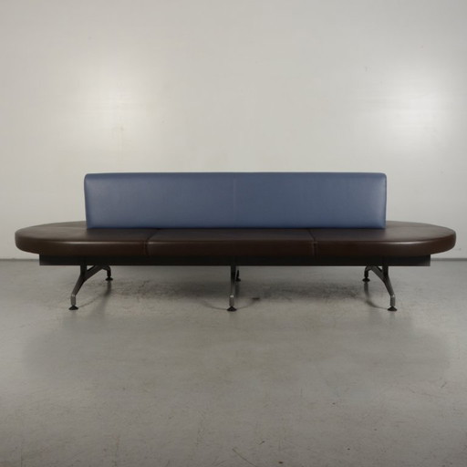 1x Kusch & Co Terminal Bank, Blauw/Bruin Leder – bankjes, Leather, Metal (photo 2 of 5)