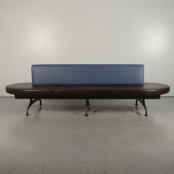 1x Kusch & Co Terminal Bank, Blauw/Bruin Leder – Bankjes, Leather, Metal (photo 2 of 5)