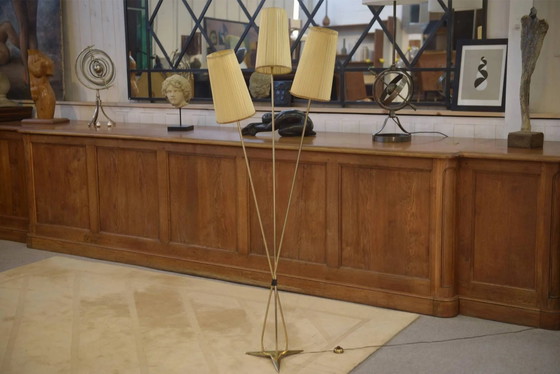 1960er Design dreiflammige Stehleuchte – Stehleuchten, Messing, Vintage (photo 8 of 10)