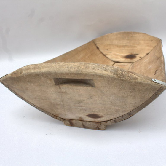 Image 1 of Grand pétrin ancien en bois, 77 cm, 30,31 pouces, bol à pain. Fabrication artisanale française.