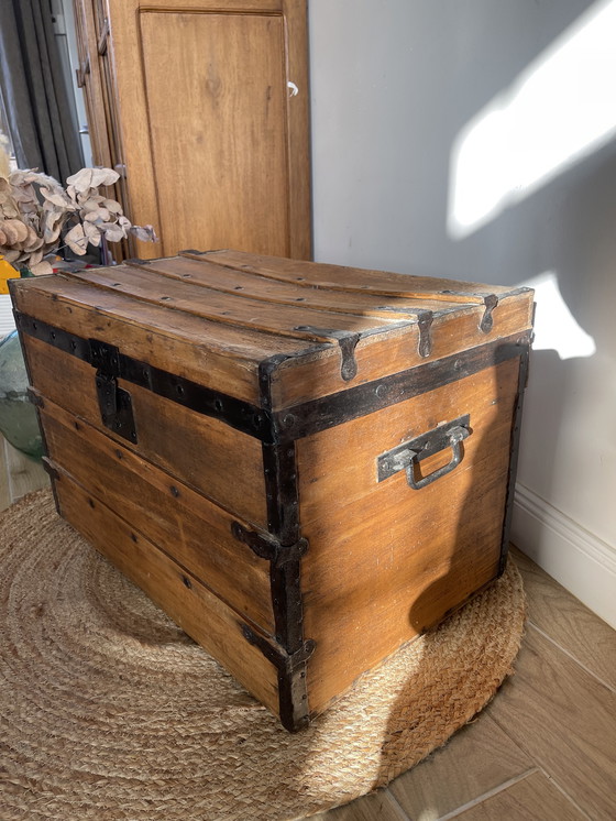 Image 1 of restored antique trunk