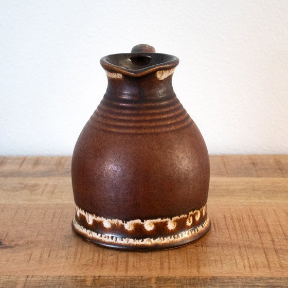 Image 1 of Brown and white vintage West German jug/vase: ceramic pitcher from the 1970s
