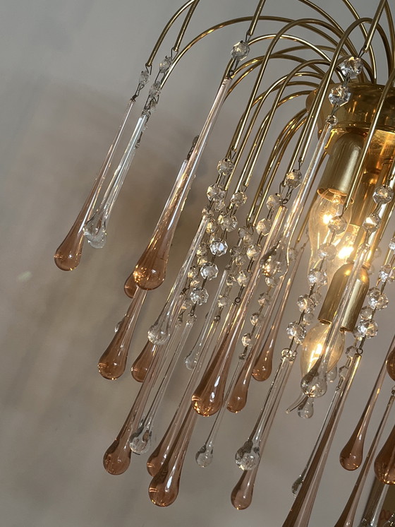 Image 1 of XL vintage pink taerdrop chandelier pendant lamp pendants