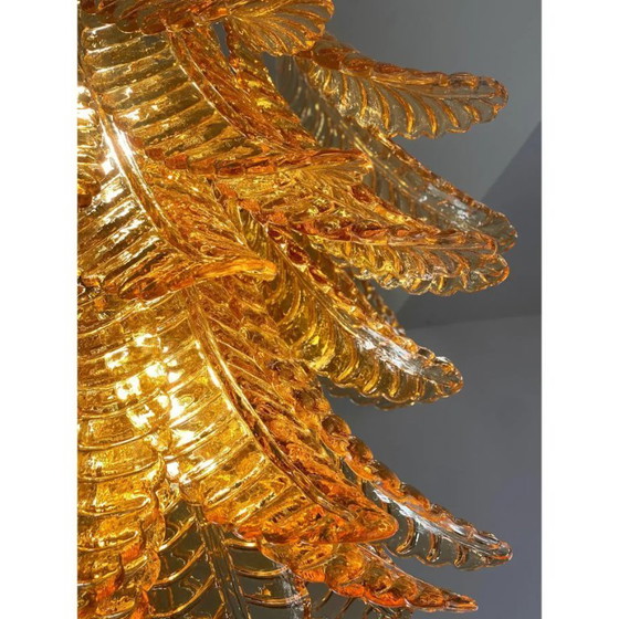 Image 1 of Monumental Rectangular Amber “Felci” Murano Glass Chandelier