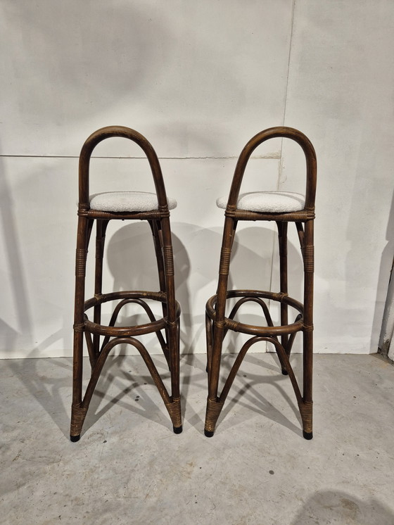 Image 1 of 2 vintage bamboo bar stools tiki design