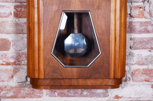 Originele art deco wandklok van ANGELUS, walnoothout, gerestaureerde Poolse afwerking, Frankrijk, jaren 1930. (photo 2 of 22)