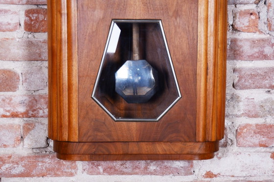 Originele art deco wandklok van ANGELUS, walnoothout, gerestaureerde Poolse afwerking, Frankrijk, jaren 1930. (photo 2 of 22)