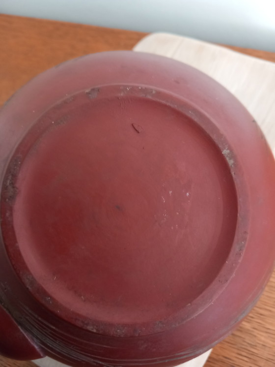 Image 1 of Tetera coleccionable de Yixing (Zisha) - Arcilla roja - Caligrafía grabada a mano - 20 cm