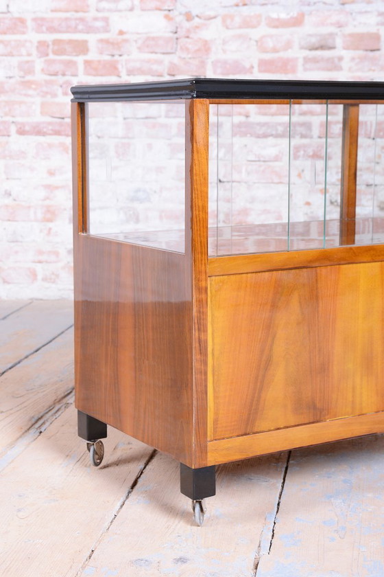 Restored Art Deco Serving Trolley, Walnut, Glass, Repolished, Czech, 1920s – Bar carts, Metal (photo 10 of 17)