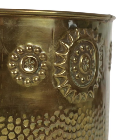 Grote Messing Plantenbak Jardinière Brandhout Repoussé – Brass (photo 9 of 15)