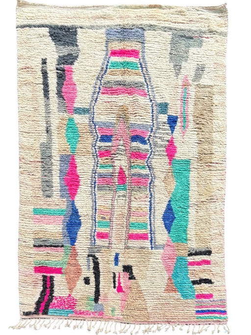 Handgewebter, farbenfroher Boujaad-Teppich, 200 x 300 cm, authentische marokkanische Berberwolle