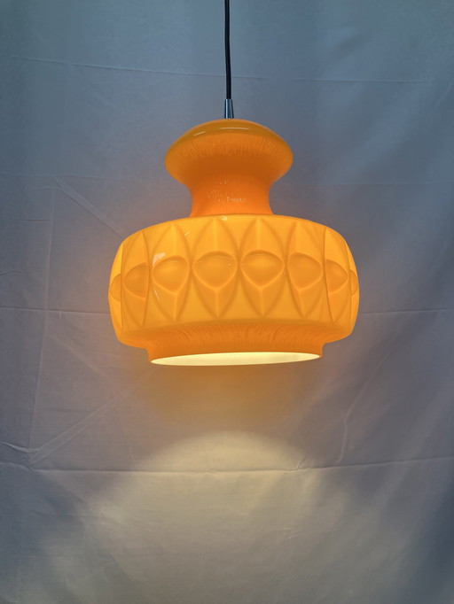 Vintage Peill & Putzler orange opaline glass pendant lamp 60'