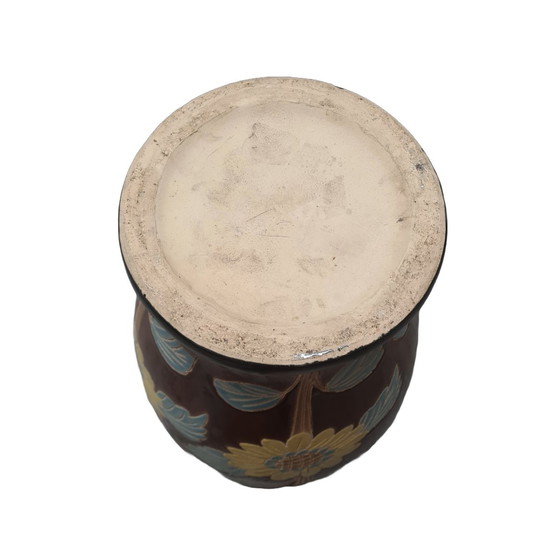 Image 1 of Grote Vintage Vaas Met Zonnebloemen