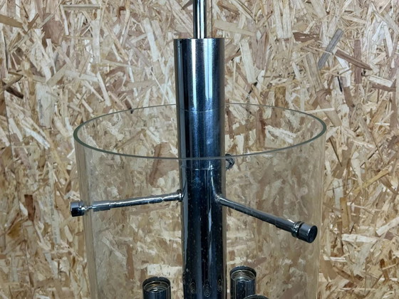 Image 1 of Lampadario anni &#39;60-&#39;70, enorme lampadario a sospensione in vetro Limburg e design cromato