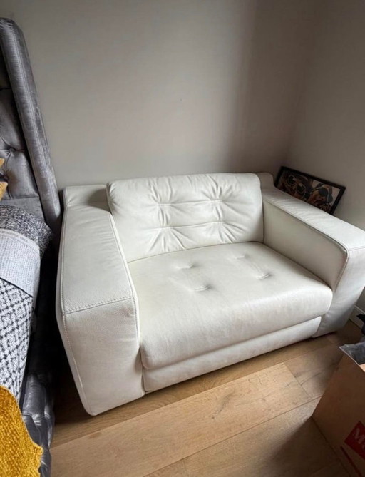 Canapé/causeuse en cuir blanc italien