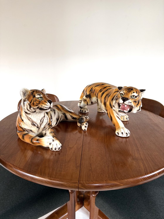Image 1 of Set di 2 tigri in ceramica vintage, Italia anni '60