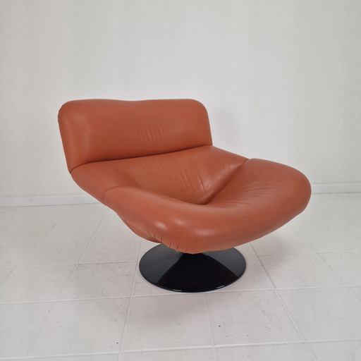 Artifort F518 Loungestoel van Geoffrey Harcourt in leer, jaren 1970