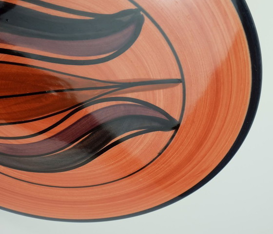 Image 1 of Wunderschöne, keramische Kuchenplatte aus der Mitte des Jahrhunderts, Stutzel Sachs Aalen dec. Dalia