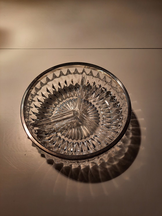 Image 1 of Kristall-Triptychon-Schale mit Silberrand