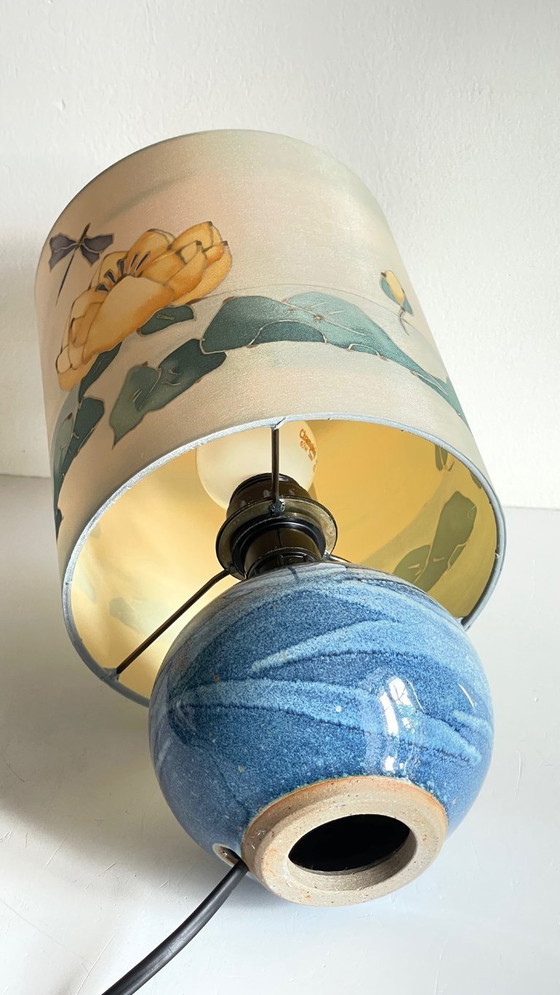 Image 1 of Vintage Ceramic and Silk Lamp
