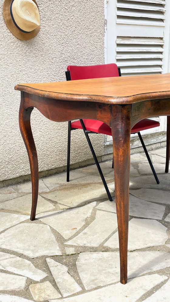 Image 1 of TABLE Ancienne BOIS Massif Pieds Courbés
